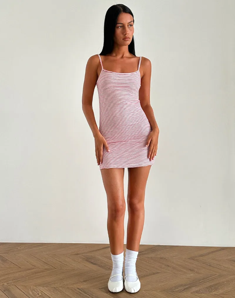 Anzhelina Strappy Mini Dress in Red and White Stripe sold by Motel Rocks product image thumbnail 2