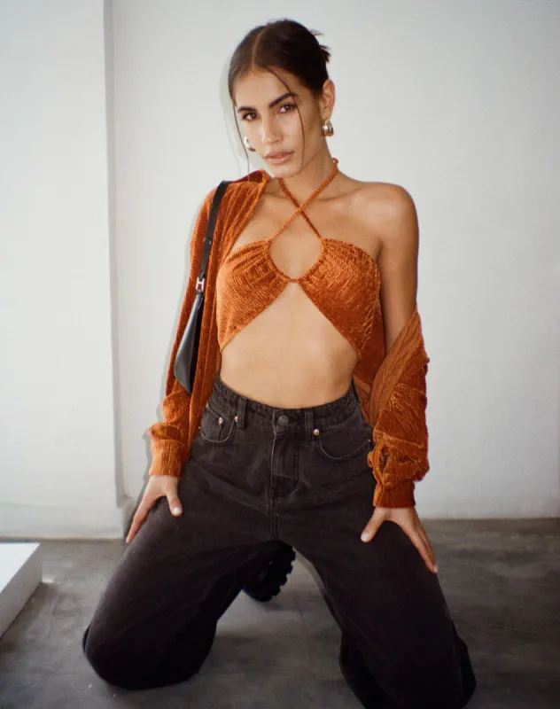 Yessa Crop Top in Velvet Rust sold by Motel Rocks