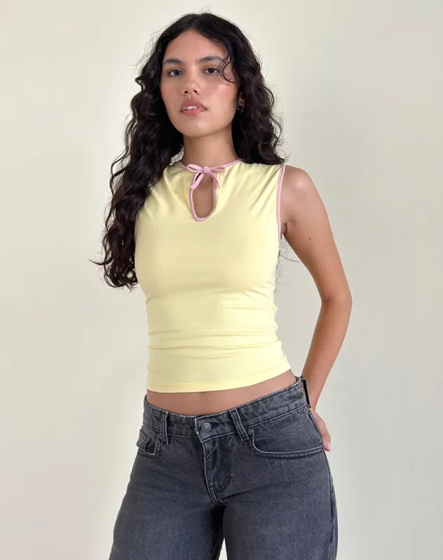 Monsela Top in Buttermilk with Ballet Pink Binding made by Motel Rocks