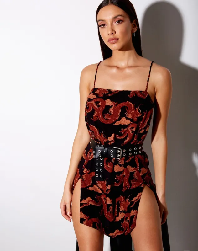 Tista Dress in Tonal Dragon Orange sold by Motel Rocks