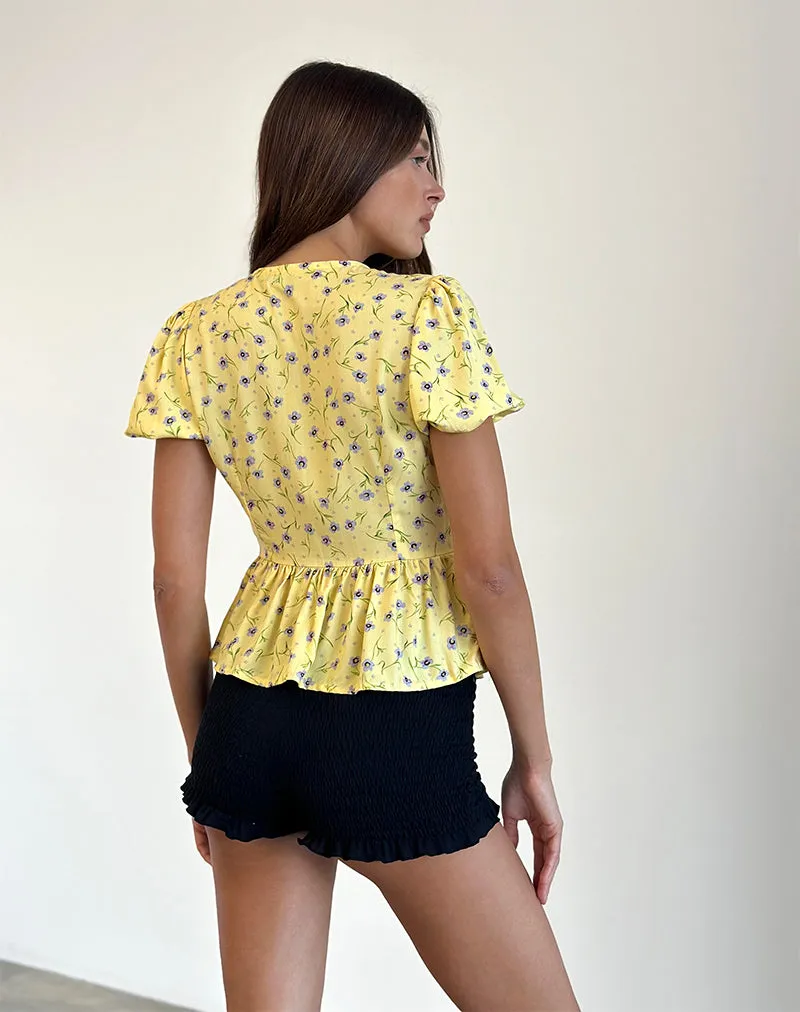 Ajasi Blouse in Wild Flower Lemon Drop sold by Motel Rocks product image thumbnail 4