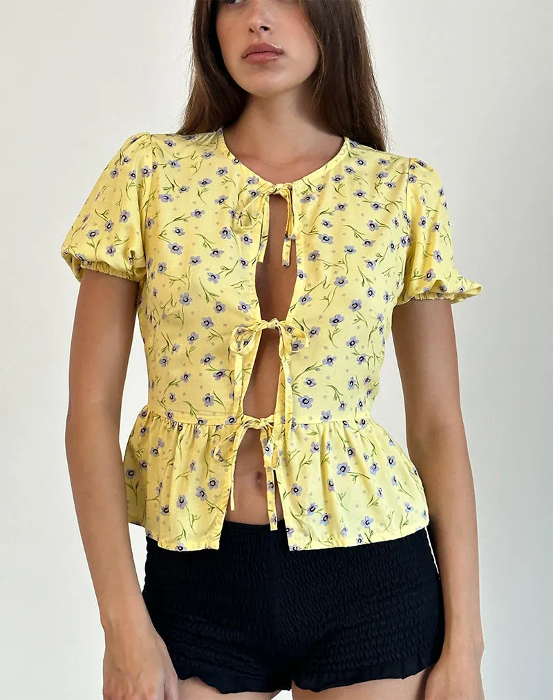 Ajasi Blouse in Wild Flower Lemon Drop sold by Motel Rocks product image thumbnail 2