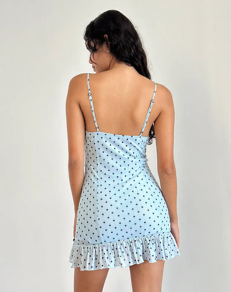 Khalil Mini Dress in Blue Black Basic Polka sold by Motel Rocks product image thumbnail 4