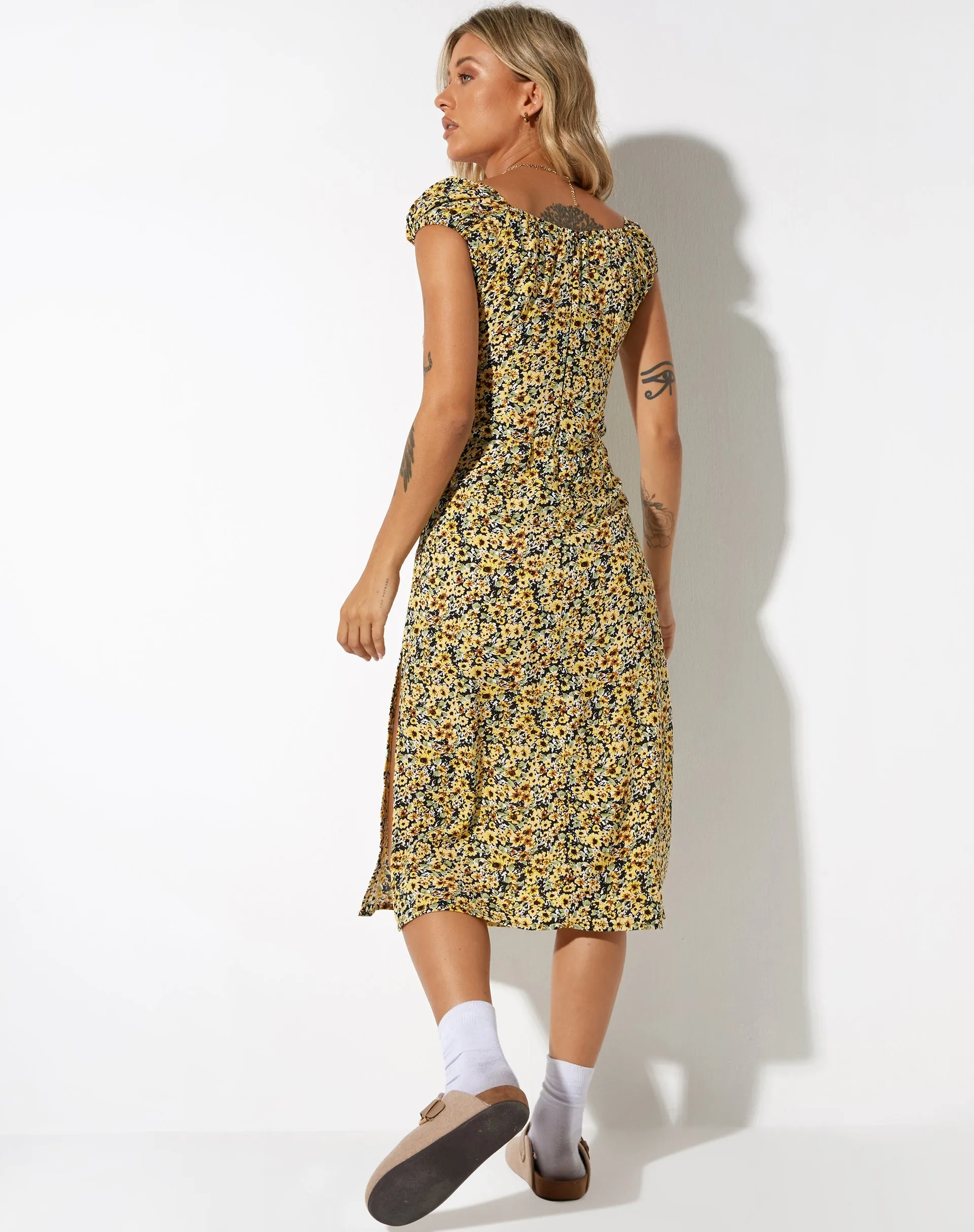 Lona Midi Dress in Spring Ditsy Yellow sold by Motel Rocks product image thumbnail 2