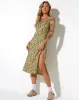 Lona Midi Dress in Spring Ditsy Yellow sold by Motel Rocks