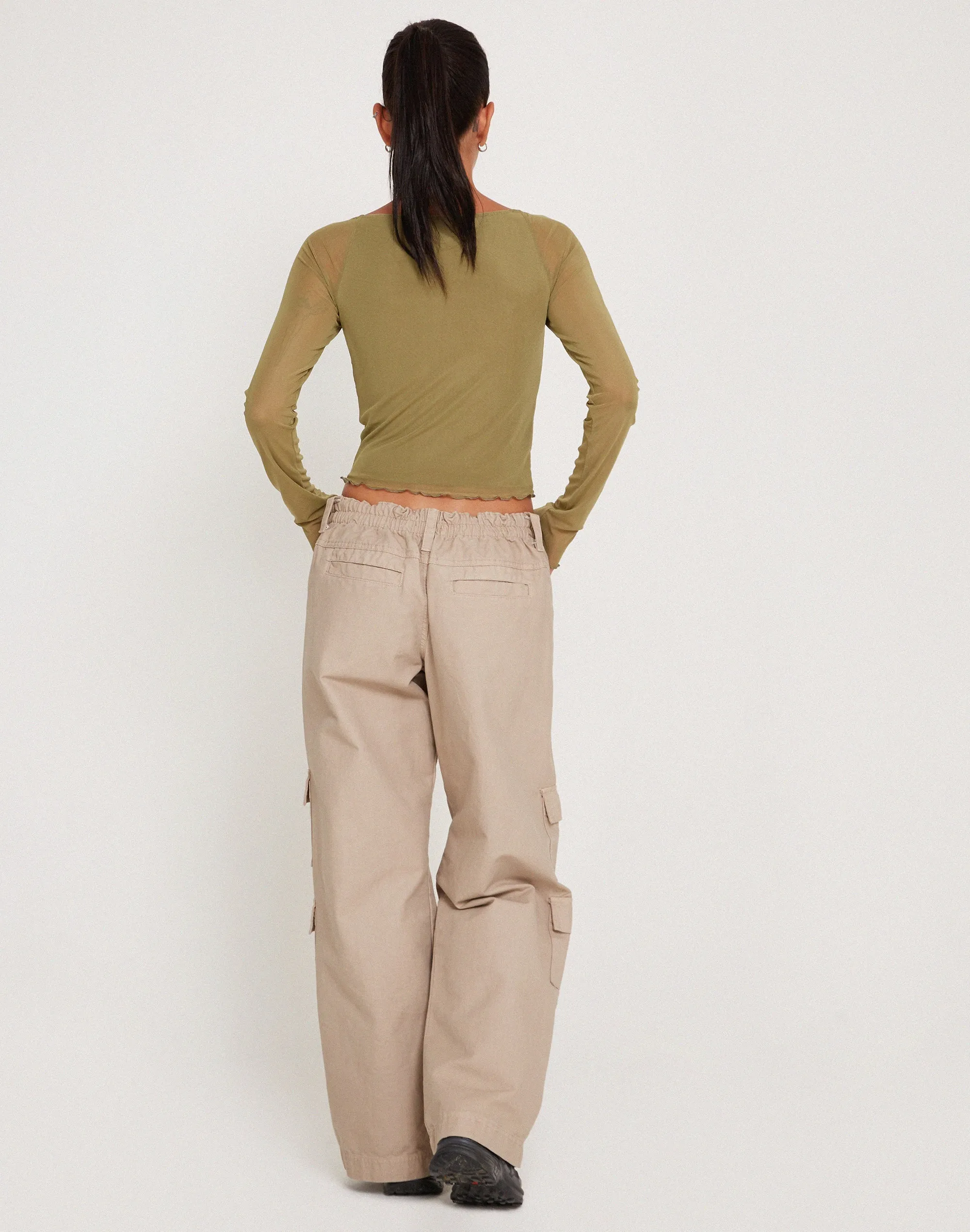 Mahira Long Sleeve Mesh Top in Olive sold by Motel Rocks product image thumbnail 5