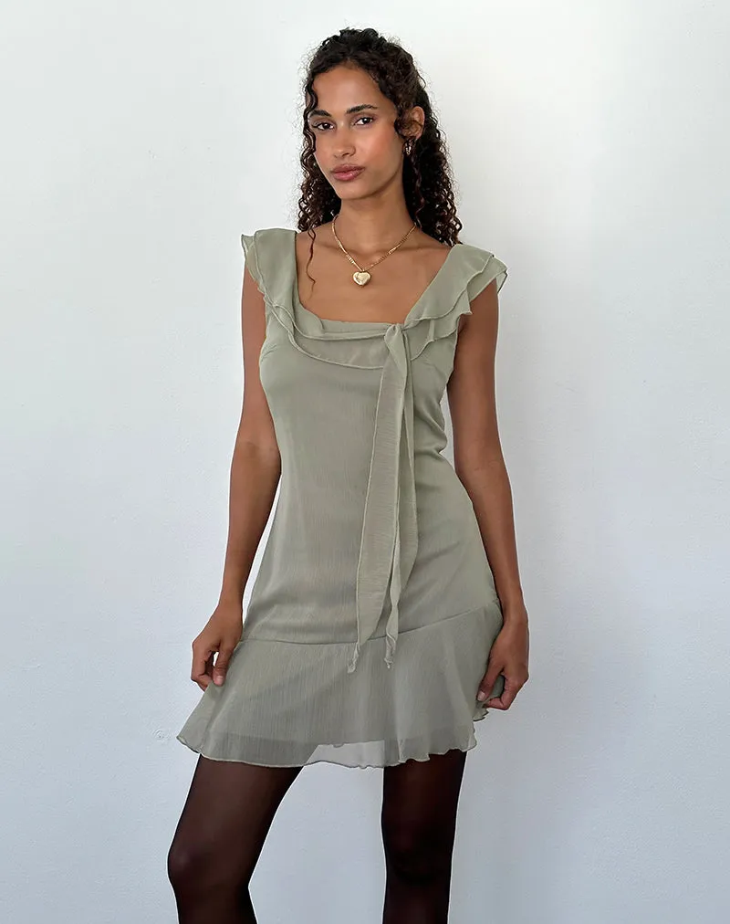 Binita Mini Dress In Chiffon Olive sold by Motel Rocks product image thumbnail 2