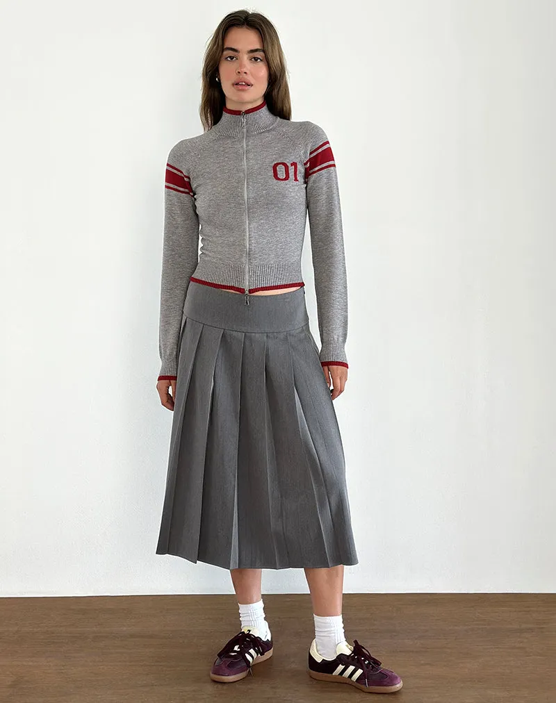 Tacita Zip Through Jacket in Grey with Red Motif sold by Motel Rocks product image thumbnail 2