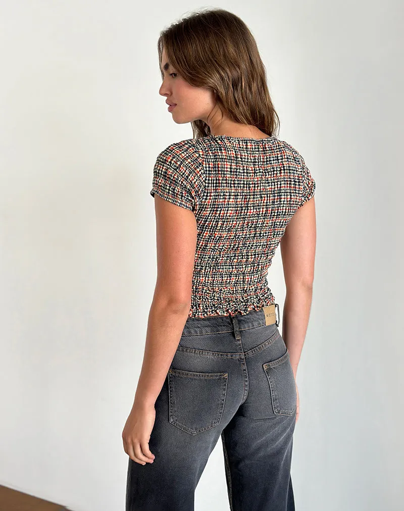 Caripa Shirred Top in Country Check sold by Motel Rocks product image thumbnail 3
