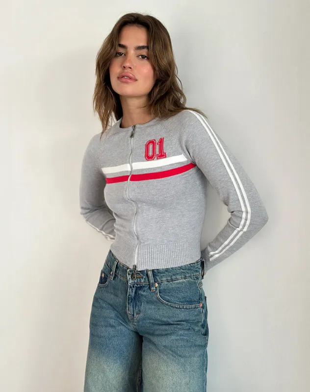 Binta Zip Through Jacket in Grey Marl sold by Motel Rocks