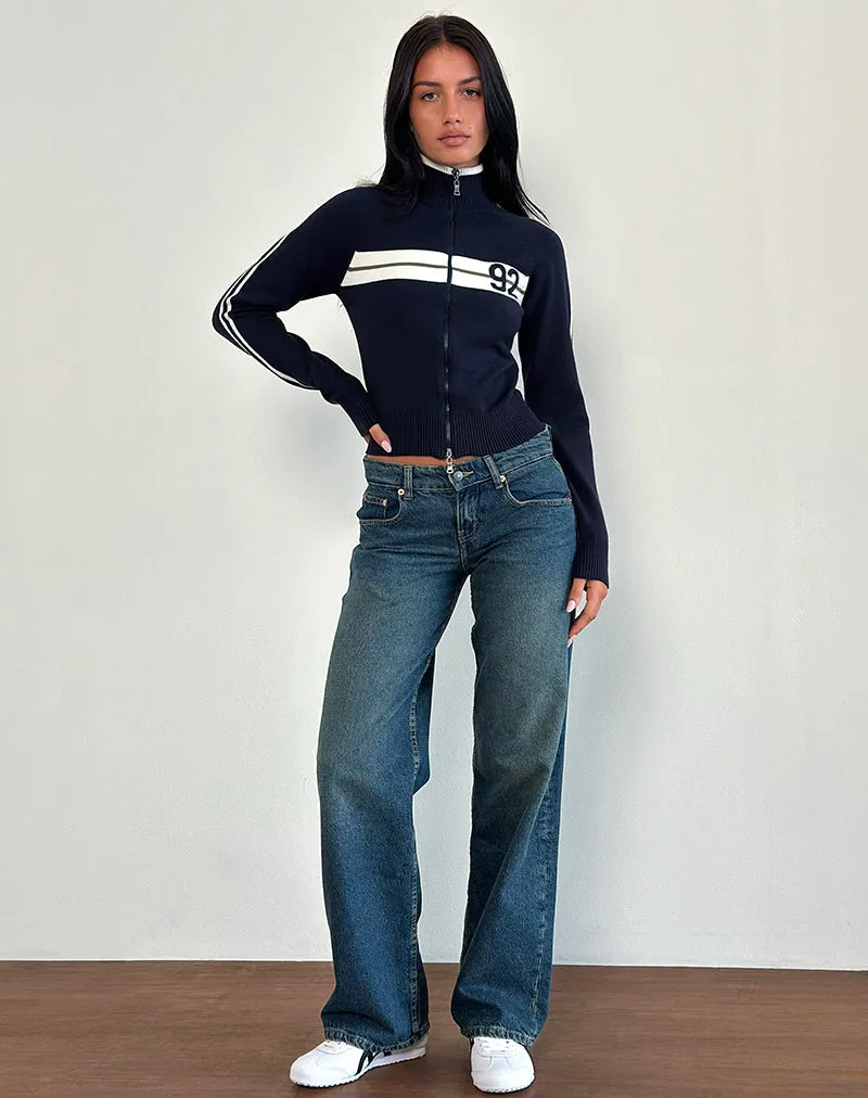 Takiya Zip Through Jacket in Deep Navy with 92 Design sold by Motel Rocks product image thumbnail 2