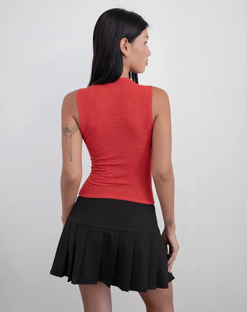 Jinsu Top in Textured Stretch Red sold by Motel Rocks product image thumbnail 3
