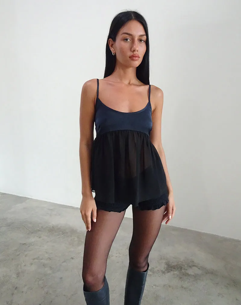 Esila Top in Chiffon Satin Black sold by Motel Rocks product image thumbnail 2