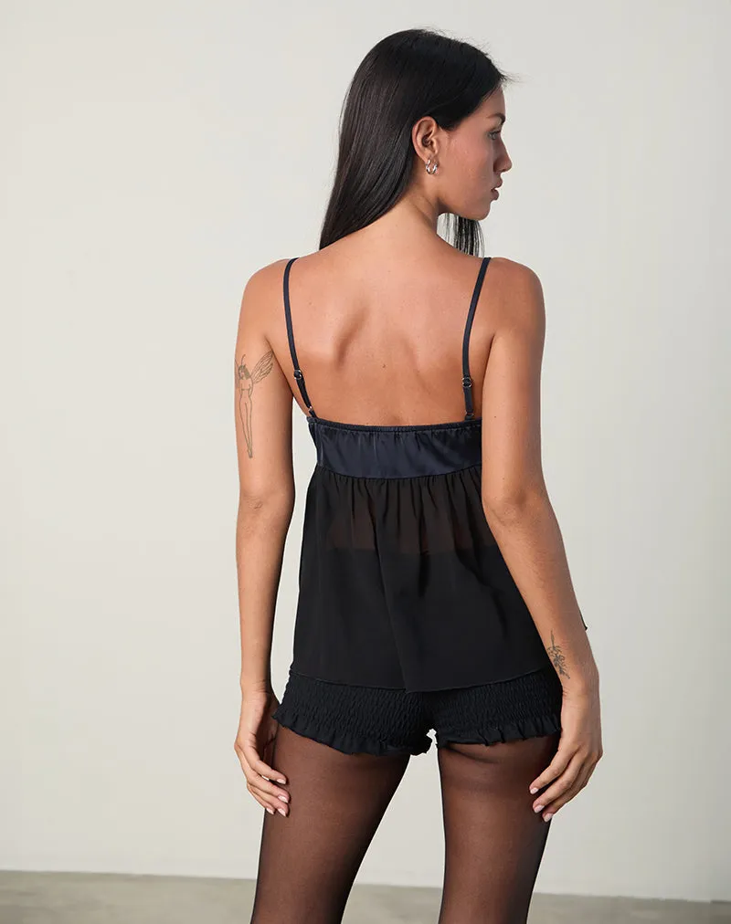 Esila Top in Chiffon Satin Black sold by Motel Rocks product image thumbnail 5