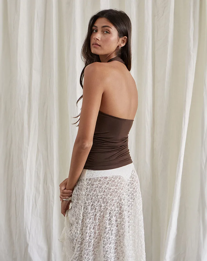 Adora Halterneck Top in Slinky Chocolate sold by Motel Rocks product image thumbnail 3