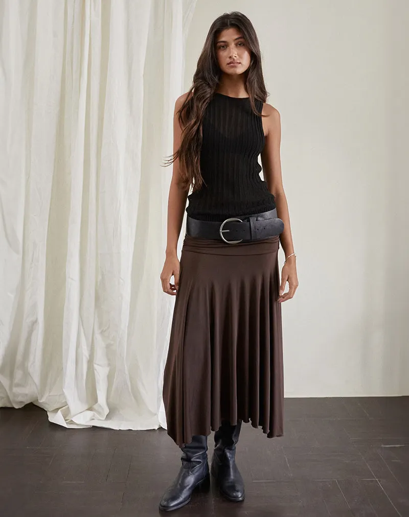Delta Midi Skirt in Slinky Chocolate sold by Motel Rocks product image thumbnail 2