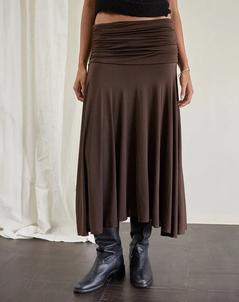 Delta Midi Skirt in Slinky Chocolate sold by Motel Rocks product image thumbnail 4
