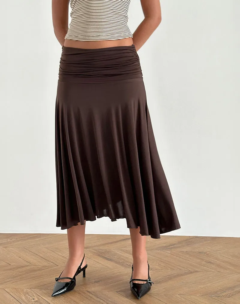 Delta Midi Skirt in Slinky Chocolate sold by Motel Rocks product image thumbnail 5