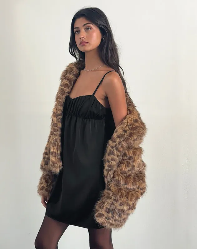 Cadenza Square Neck Slip Mini Dress in Black sold by Motel Rocks