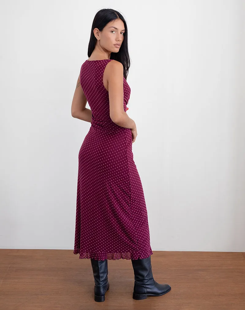Gabriella Dress in Basic Polka Flock Berry sold by Motel Rocks product image thumbnail 4