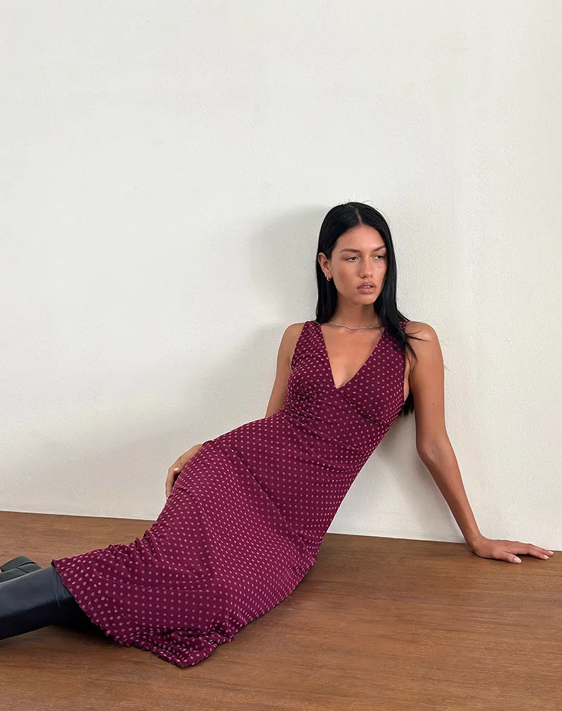 Gabriella Dress in Basic Polka Flock Berry sold by Motel Rocks product image thumbnail 2
