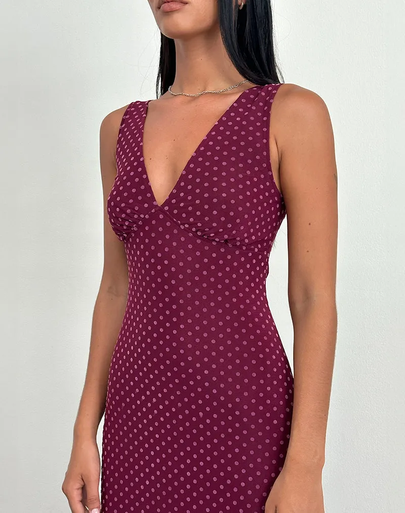 Gabriella Dress in Basic Polka Flock Berry sold by Motel Rocks product image thumbnail 3