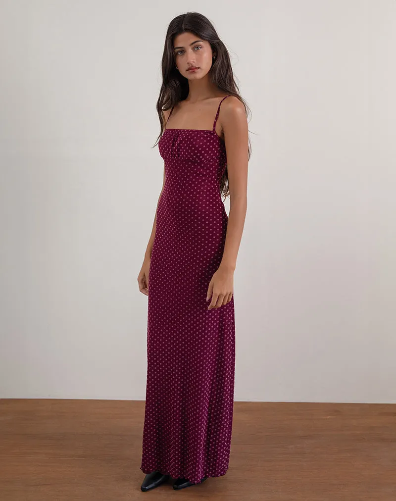 Darsih Maxi Dress in Basic Polka Flock Berry sold by Motel Rocks product image thumbnail 3