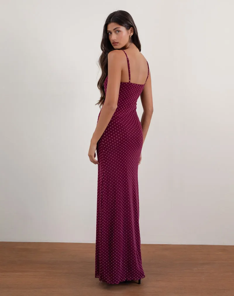 Darsih Maxi Dress in Basic Polka Flock Berry sold by Motel Rocks product image thumbnail 2