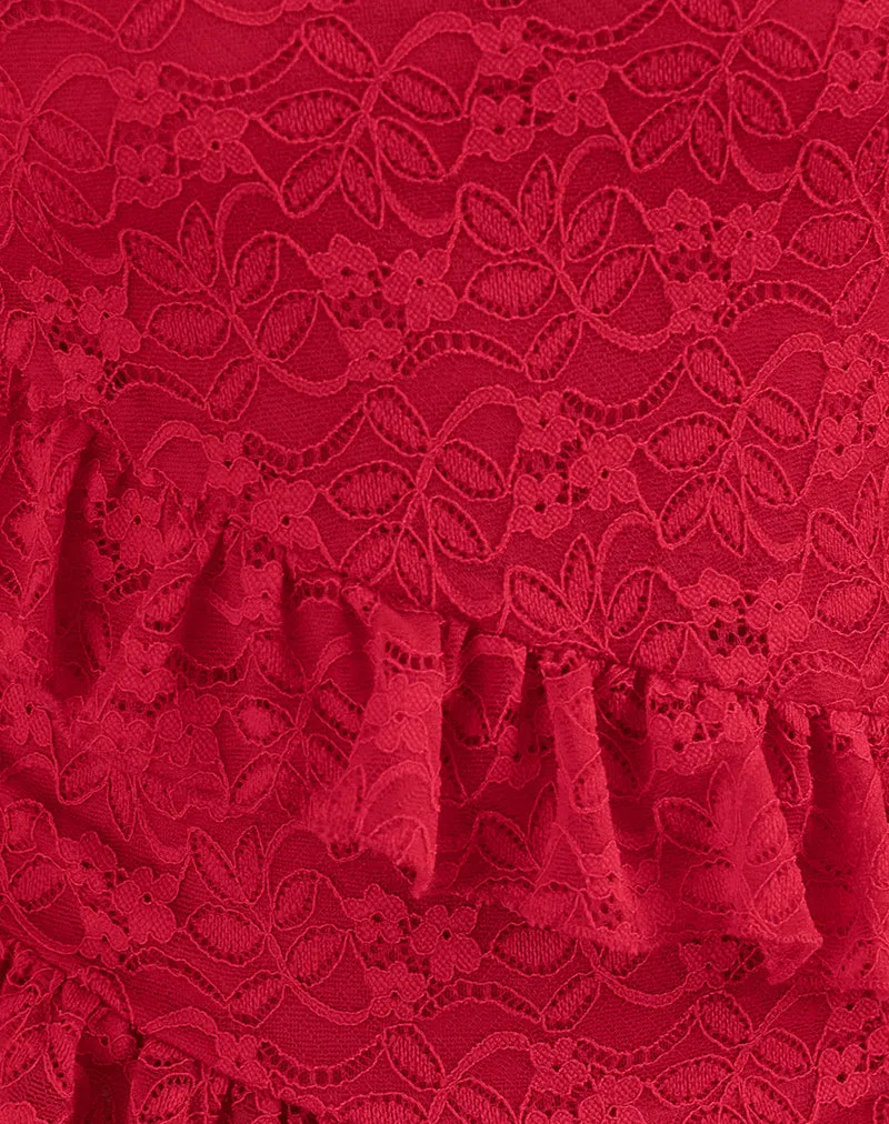 Octavia Asymmetric Cami Top in Lace Red sold by Motel Rocks product image thumbnail 5