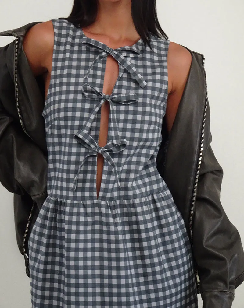 Prelith Midi Dress in Black Grey Tonal Gingham sold by Motel Rocks