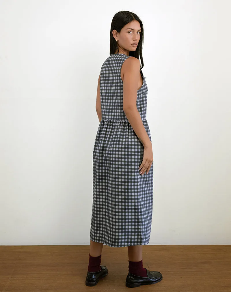 Prelith Midi Dress in Black Grey Tonal Gingham sold by Motel Rocks product image thumbnail 5
