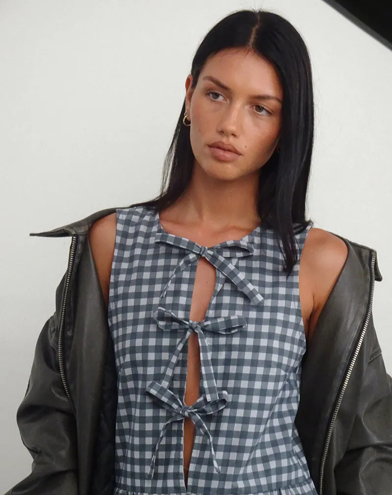 Prelith Midi Dress in Black Grey Tonal Gingham sold by Motel Rocks product image thumbnail 4