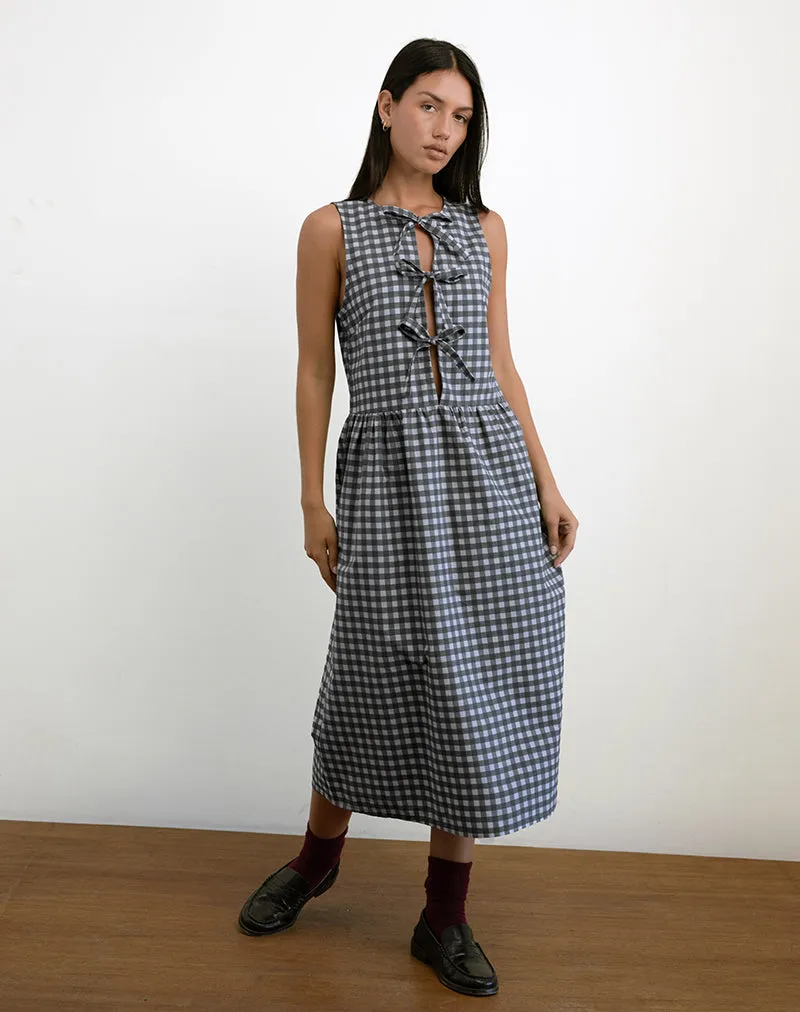 Prelith Midi Dress in Black Grey Tonal Gingham sold by Motel Rocks product image thumbnail 3