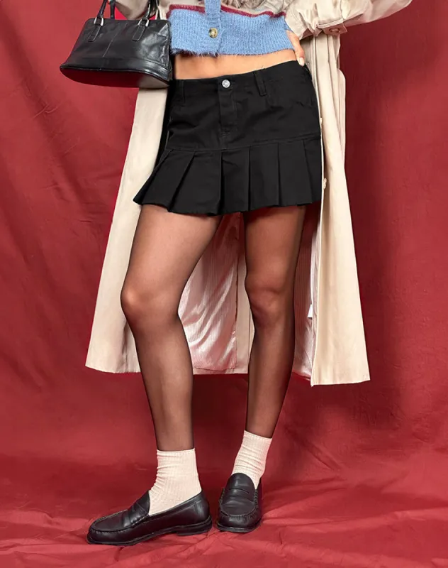 Keripa Pleated Mini Skirt in Black sold by Motel Rocks
