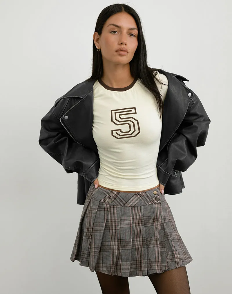 Caitrin Popper Pleated Mini Skirt in Big Check Brown sold by Motel Rocks product image thumbnail 3
