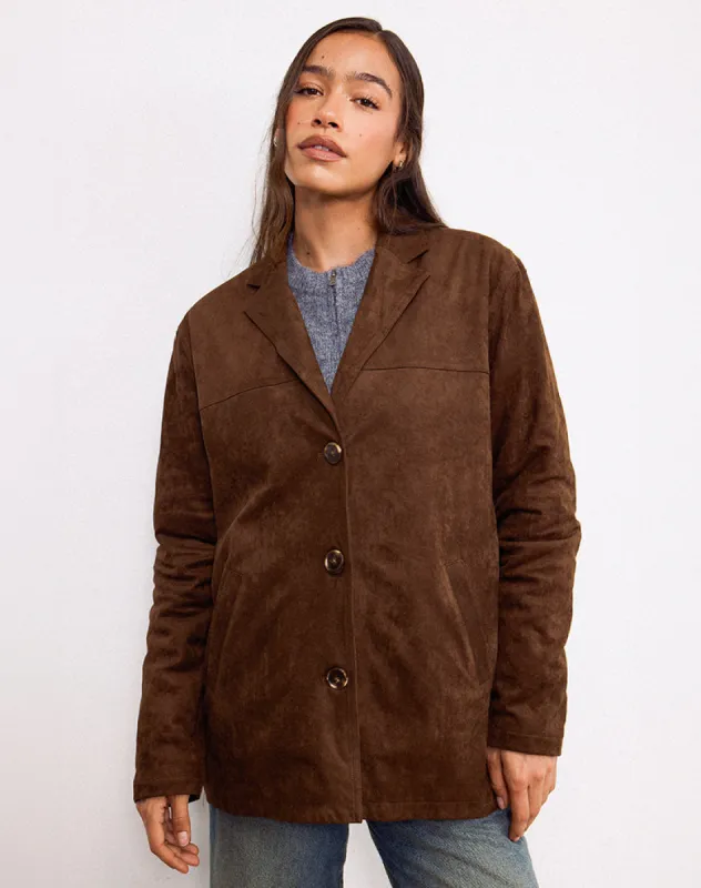 Wita Jacket in Suede Brown sold by Motel Rocks