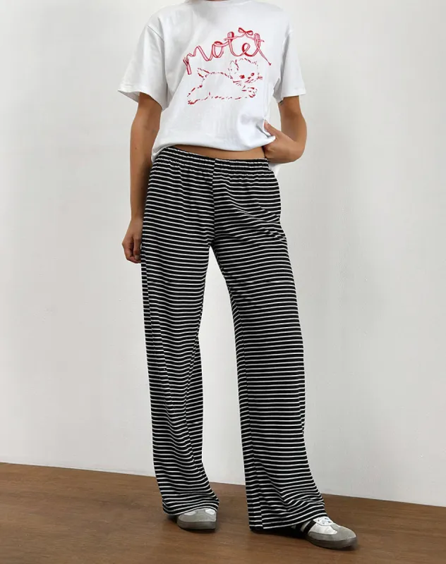 Eunice Trouser in Black and White Stripe sold by Motel Rocks