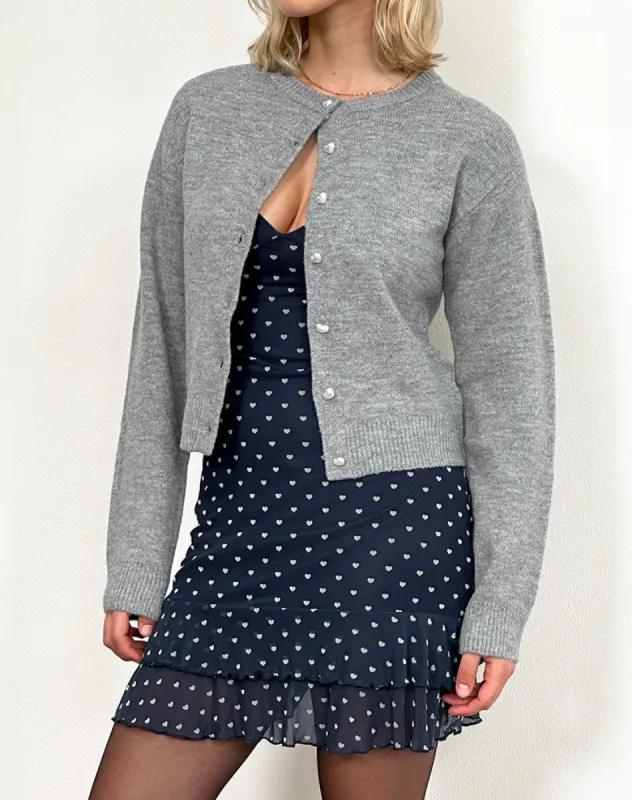 Aura Cardigan in Dusty Grey sold by Motel Rocks
