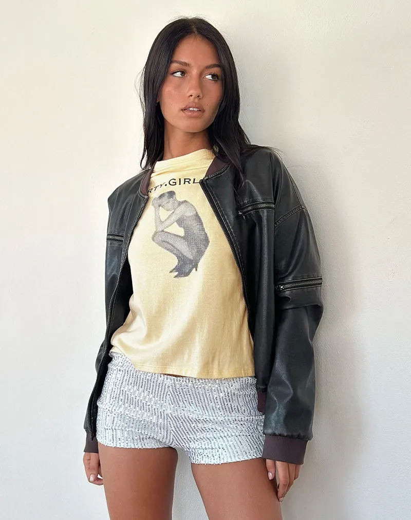 Sakha Boxy Top in Buttermilk with Blue Party Girl Era Print sold by Motel Rocks product image thumbnail 5