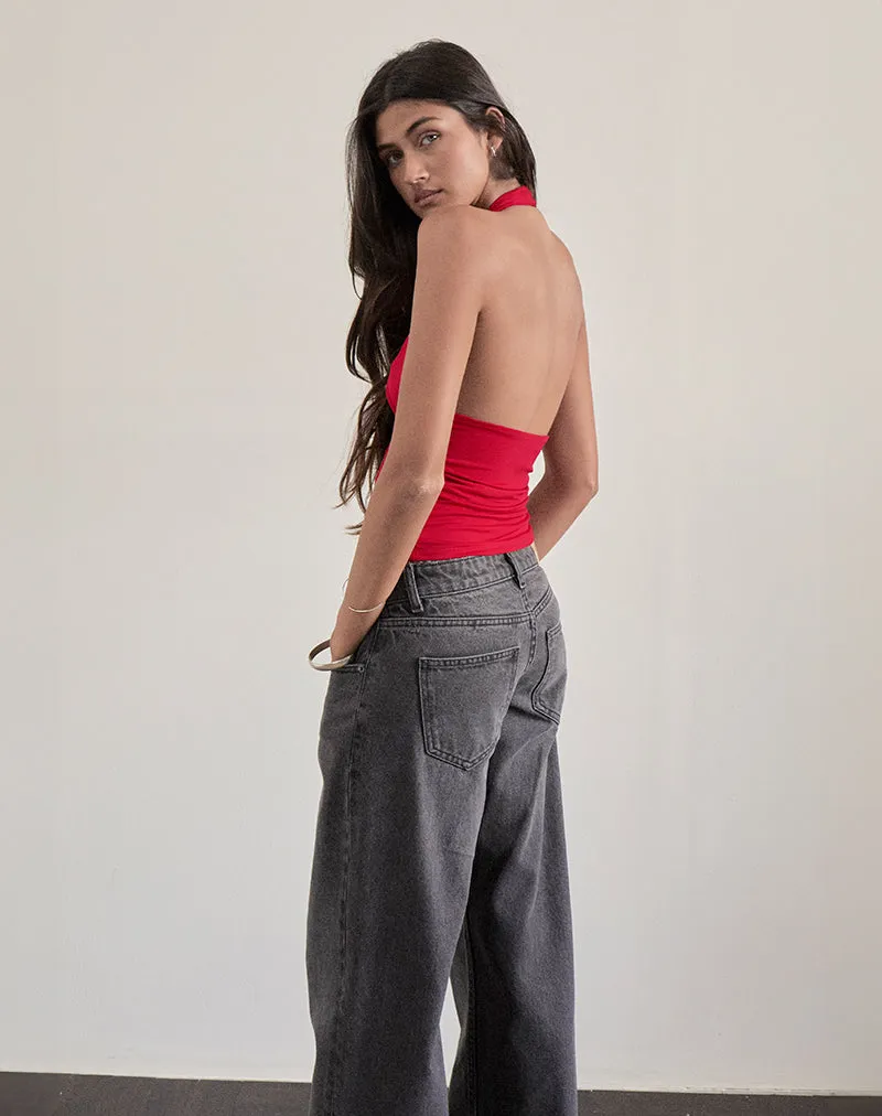 Cosimo Halterneck Top in Red sold by Motel Rocks product image thumbnail 2
