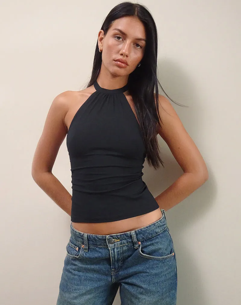 Raceline Halterneck Top in Rayon Jersey Black sold by Motel Rocks product image thumbnail 4
