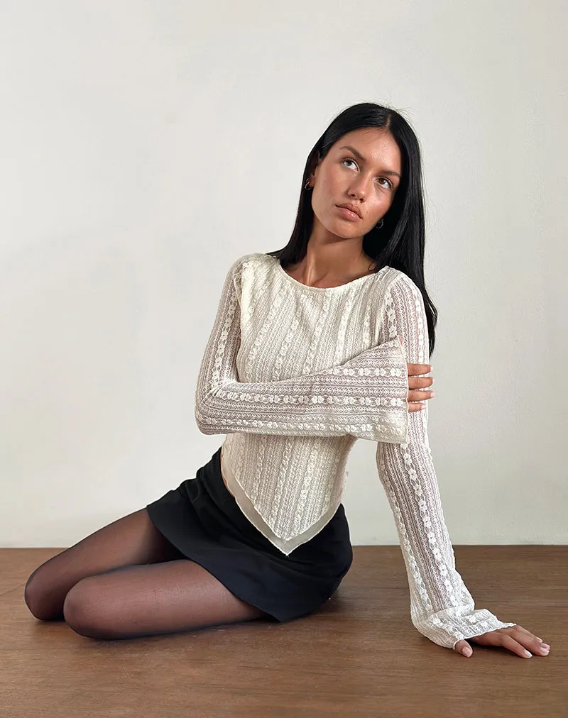 Malakai Long Sleeve Top in Lace Cream sold by Motel Rocks product image thumbnail 5
