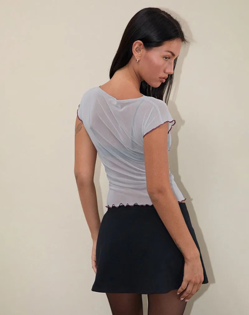 Nova Top in Mono Flower Flock Pale Grey sold by Motel Rocks product image thumbnail 3