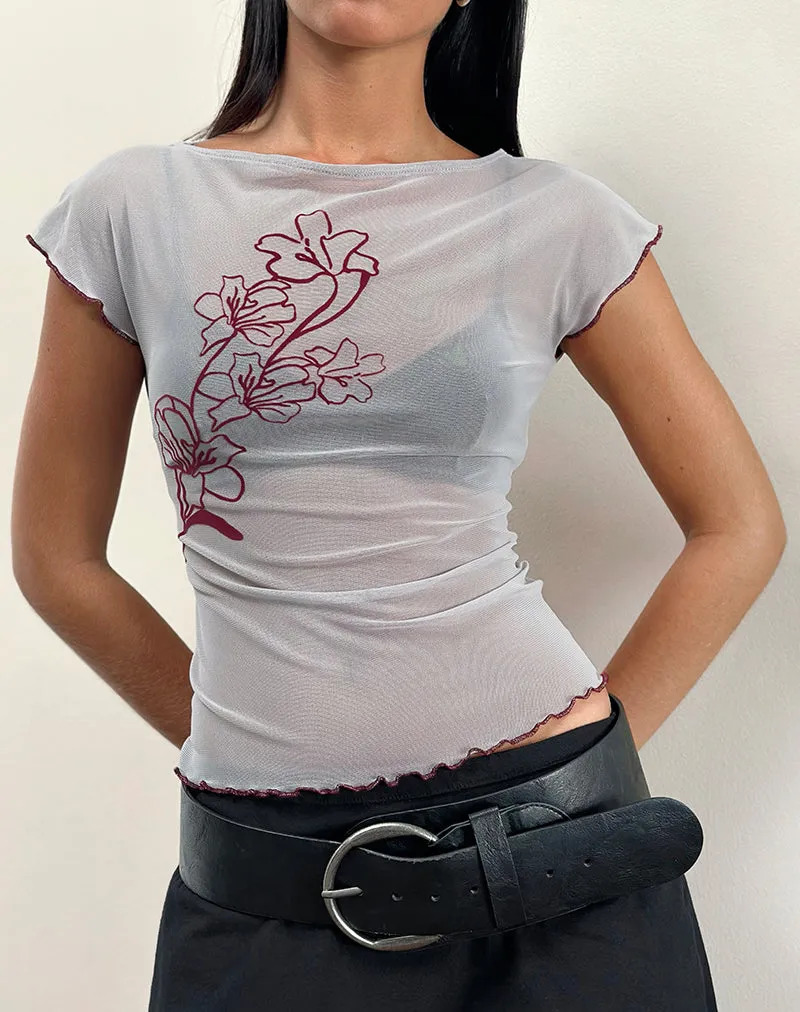 Nova Top in Mono Flower Flock Pale Grey sold by Motel Rocks product image thumbnail 2