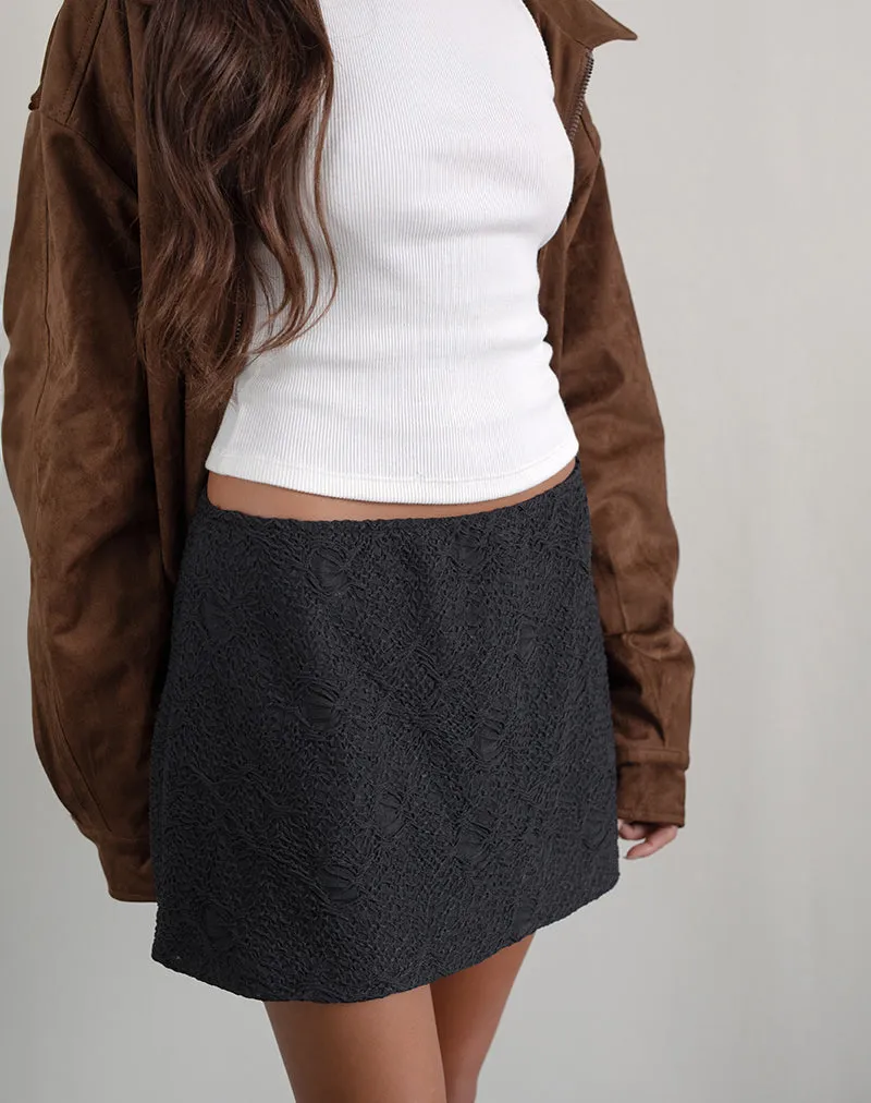 Nidya A-line Mini Skirt in Textured Mesh Black sold by Motel Rocks product image thumbnail 4