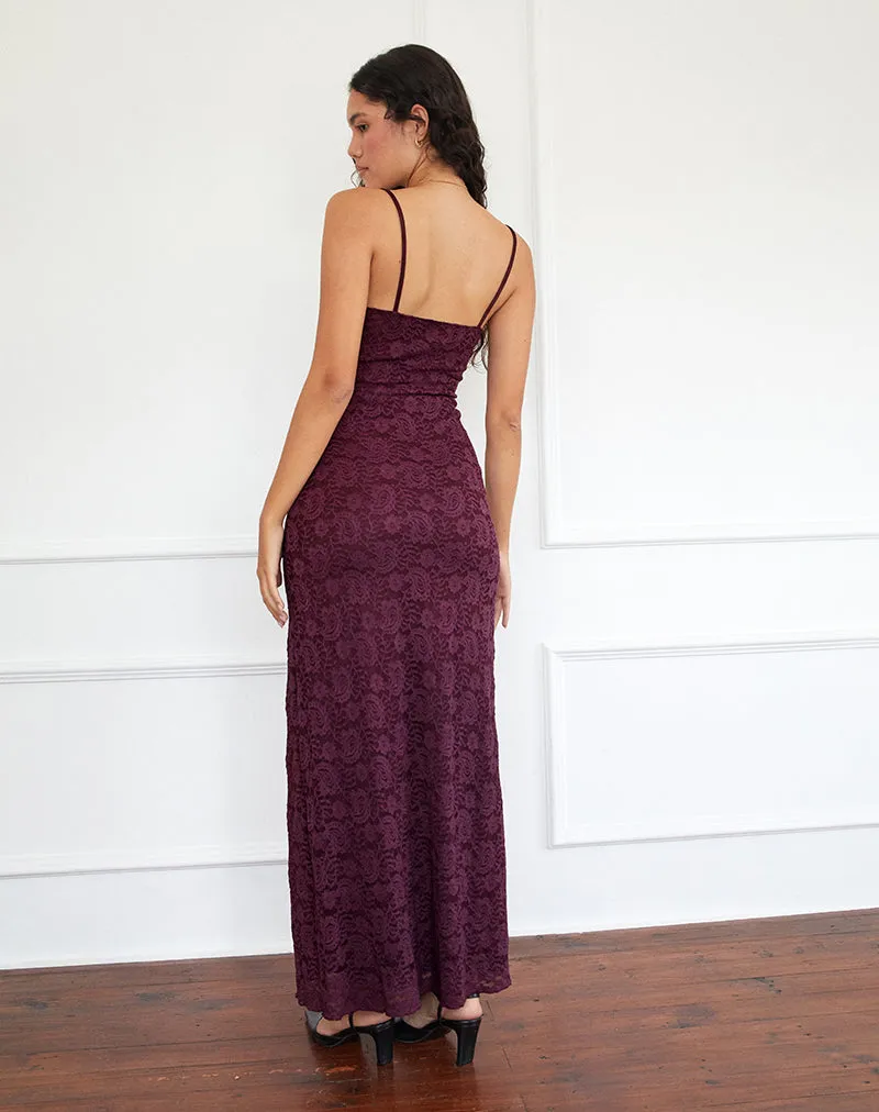 Darsih Cami Maxi Dress in Paisley Lace Burgundy sold by Motel Rocks product image thumbnail 3