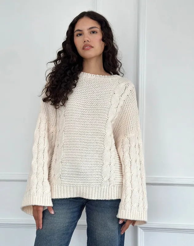 Emarti Jumper in Luxe Chunky Knit Ivory sold by Motel Rocks