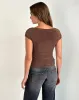 Nova Top in Mono Flower Flock Brown sold by Motel Rocks