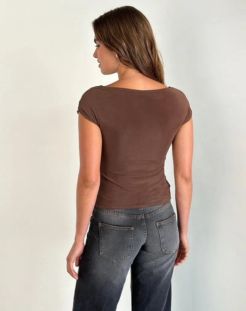 Nova Top in Mono Flower Flock Brown sold by Motel Rocks product image thumbnail 2