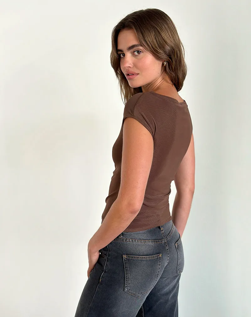 Nova Top in Mono Flower Flock Brown sold by Motel Rocks product image thumbnail 5